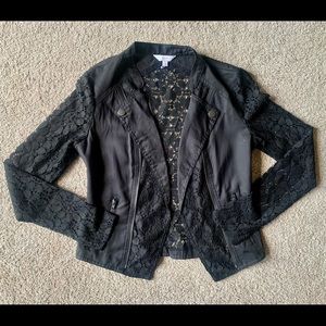Candies Blazer Jacket Crochet Lace Details Size Smal Juniors Black